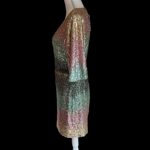 One33 Social Mint Multi Hombre Sequin Dress Size 12 NWT - Picture 3 of 9
